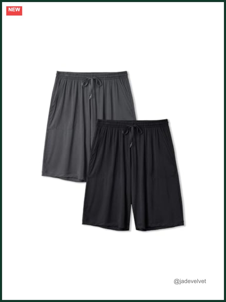 Cloud-Soft Bamboo Rayon Men's Pajama Shorts 2 Pack Sleep Shorts Loungewear